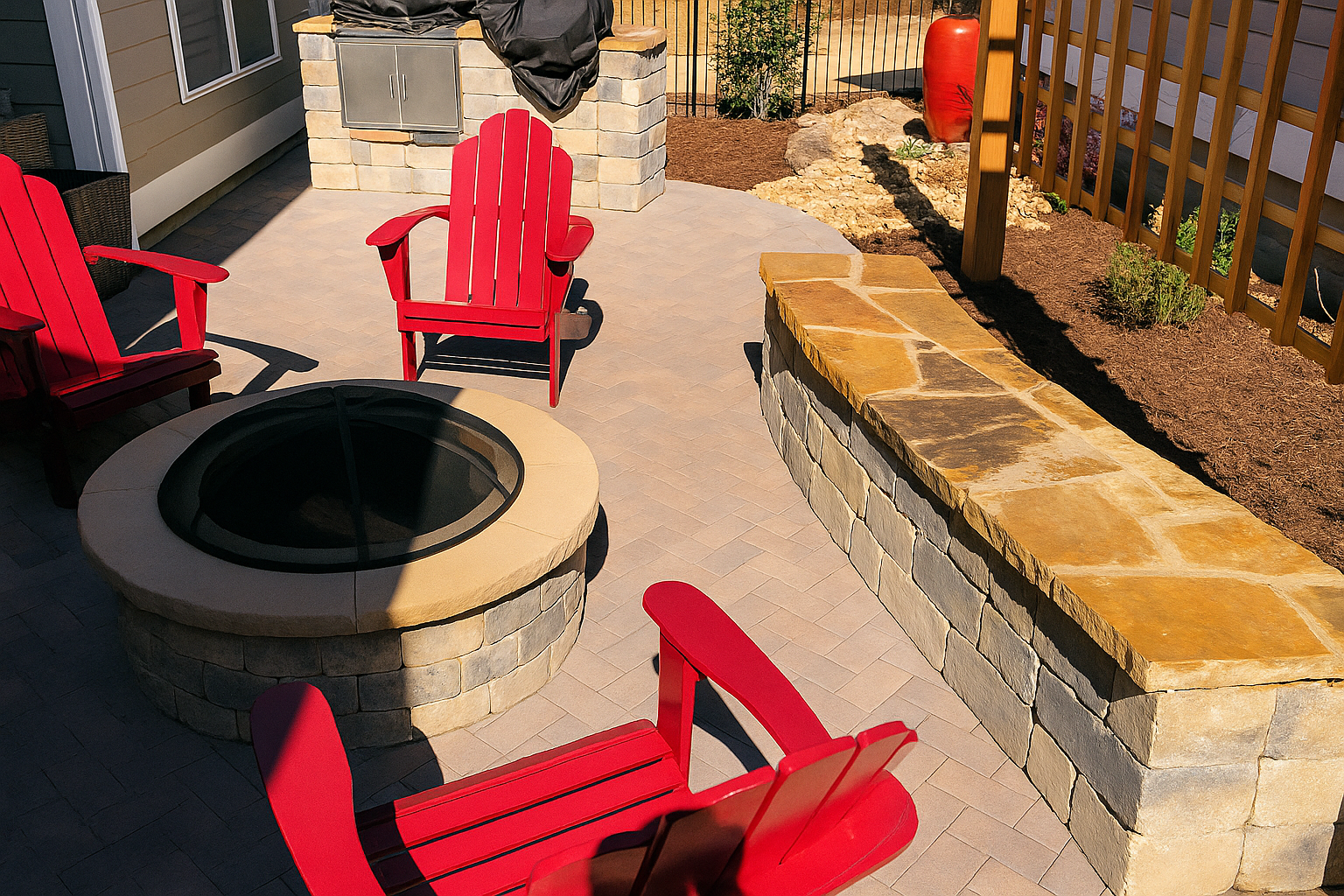 Custom Fire Pit and Sitting Wall